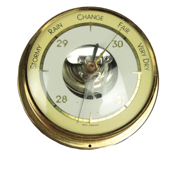 Vintage Broadway Brass Barometer West Germany Weather Instrument Wall Hanging - Picture 4 of 12